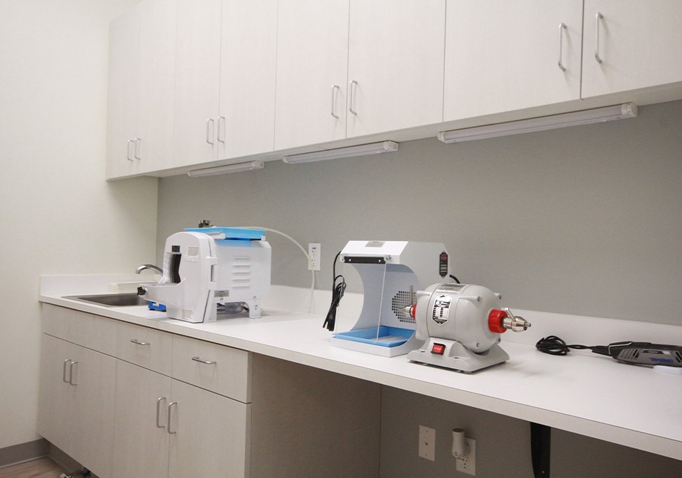 Dental lab storage and sanitation area