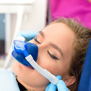 Woman relaxing while under the influence of nitrous oxide