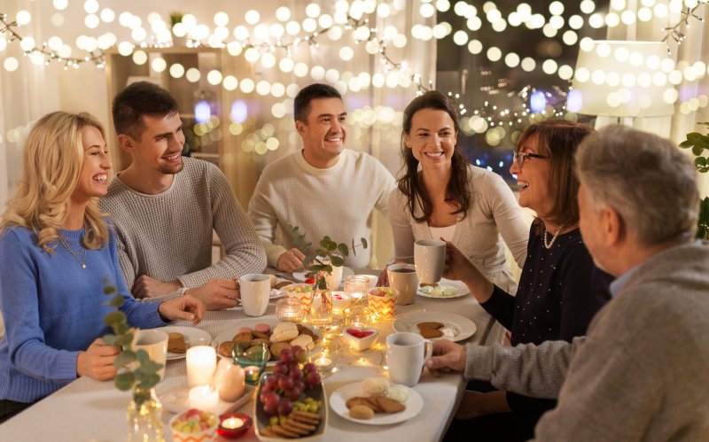 family celebrating the holidays