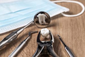 Tooth on table after successful tooth extraction procedure